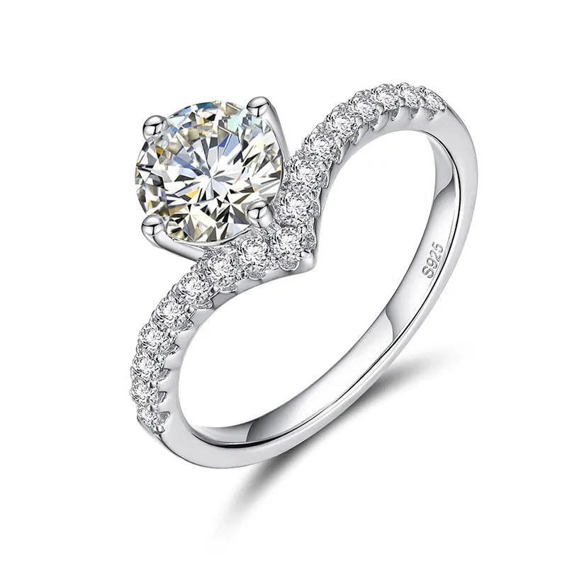 1ct MOISSANITE DIAMOND SOLITAIRE RING IN STERLING SILVER - IVORY & EBONY