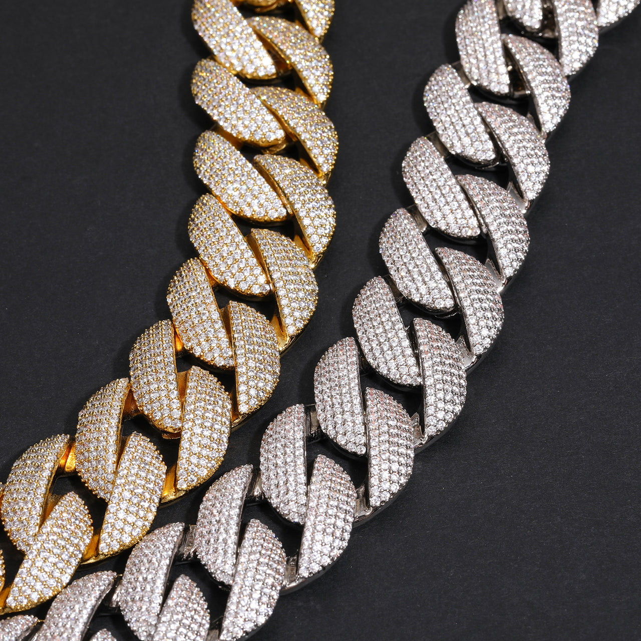 23MM MOISSANITE CUBAN LINK CHAIN NECKLACE/BRACELET IN STERLING SILVER