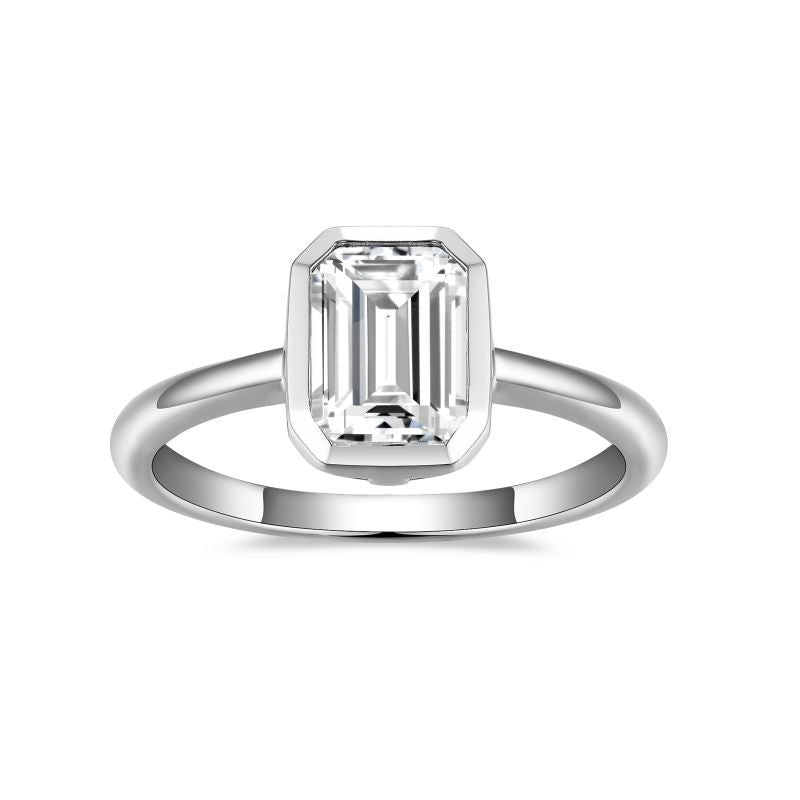 Bague en argent sterling avec moissanite taille Asscher de 2 carats