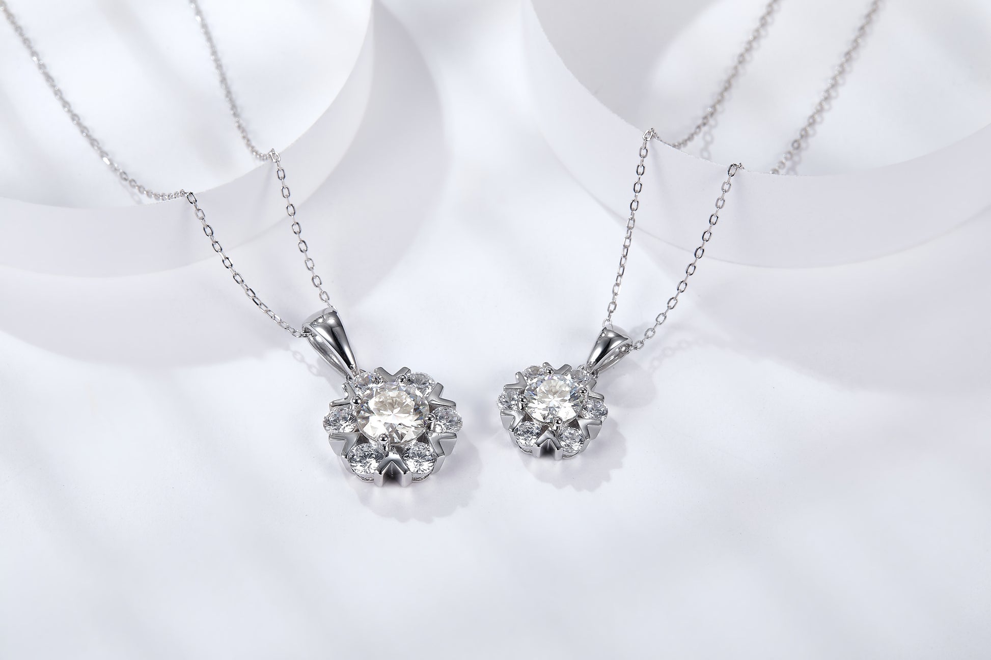 3CT 2CT 1CT SNOWFLAKE MOISSANITE PENDANT IN STERLING SILVER