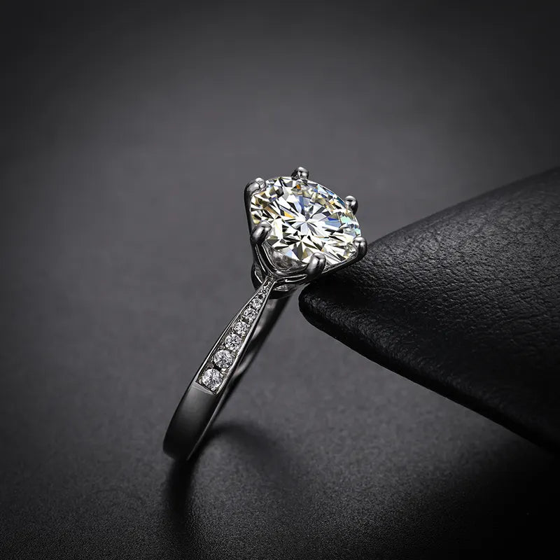 3ct MOISSANITE DIAMOND SOLITAIRE RING FOR WOMEN IN STERLING SILVER - IVORY & EBONY
