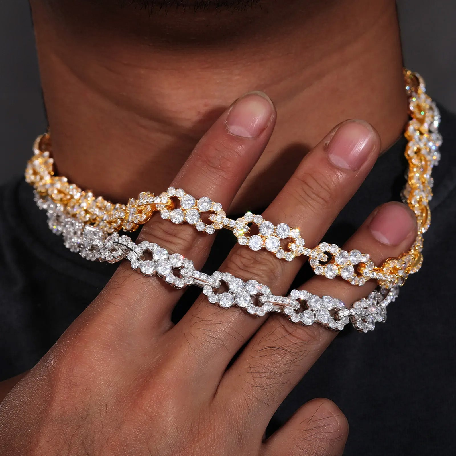 MOISSANITE INFINITY CUBAN LINK CHAIN NECKLACE IN STERLING SILVER - IVORY & EBONY