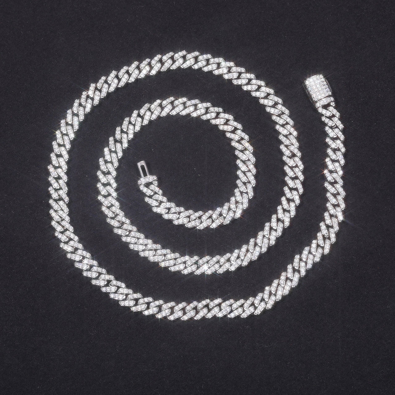 6MM MOISSANITE CUBAN LINK CHAIN NECKLACE/BRACELET IN STERLING SILVER