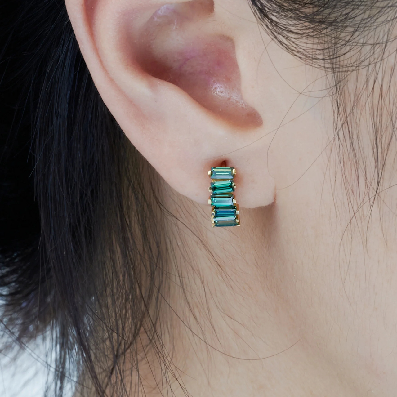 BAGUETTE MOISSANITE HOOP EARRINGS IN SOLID GOLD