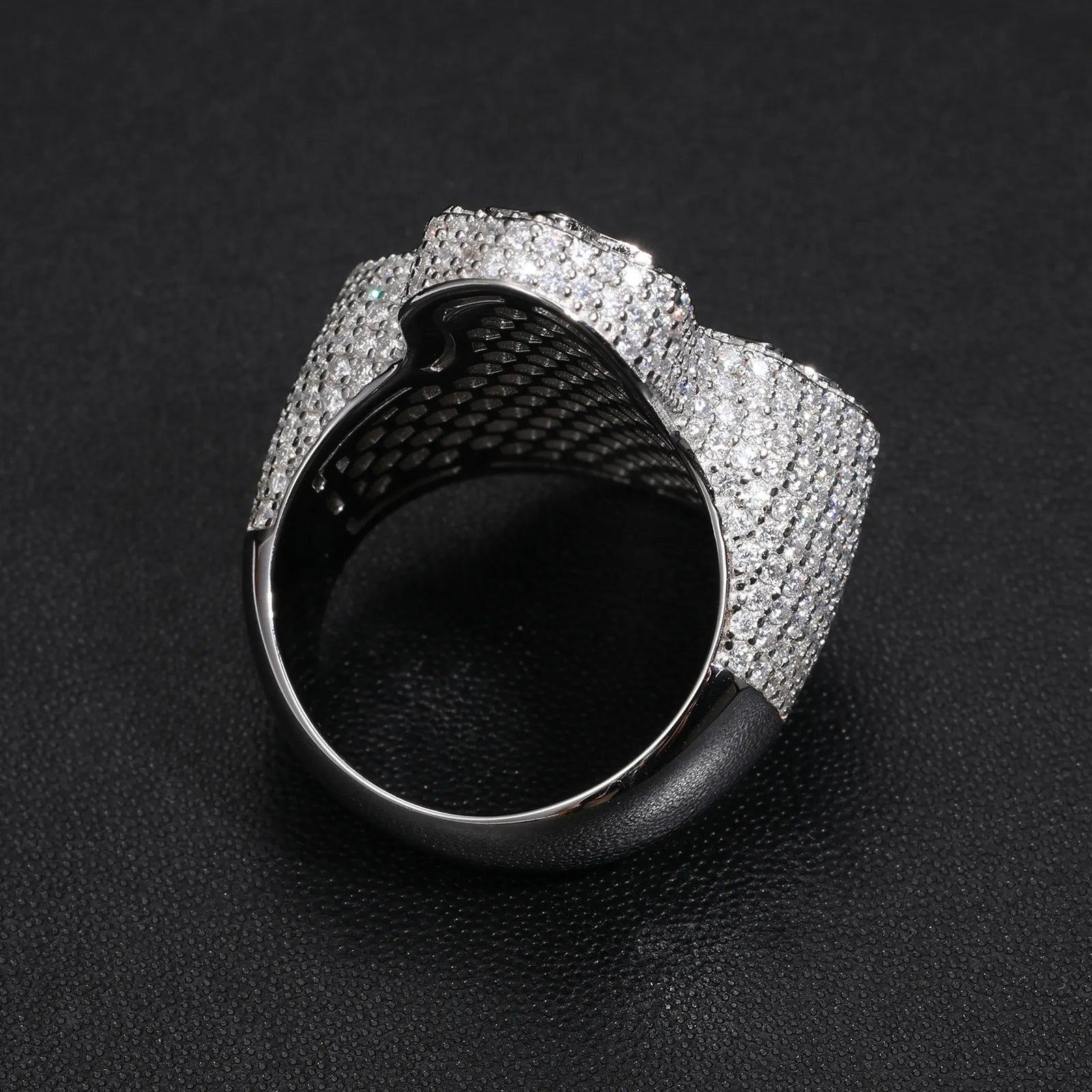 BAGUETTE MOISSANITE DIAMOND CROSS RING IN STERLING SILVER - IVORY & EBONY