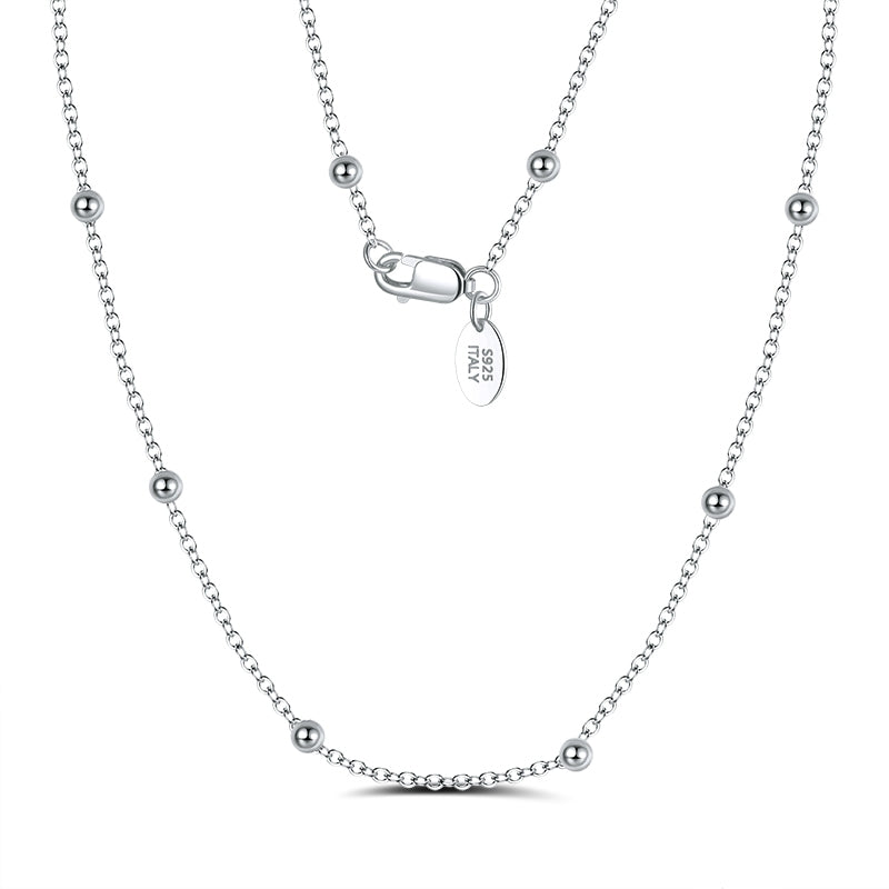 BALL BEAD CABLE CHAIN NECKLACE IN STERLING SILVER