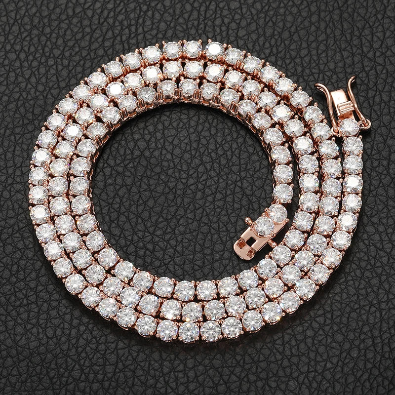 CLASSIC MOISSANITE DIAMOND TENNIS CHAIN NECKLACE IN STERLING SILVER - IVORY & EBONY