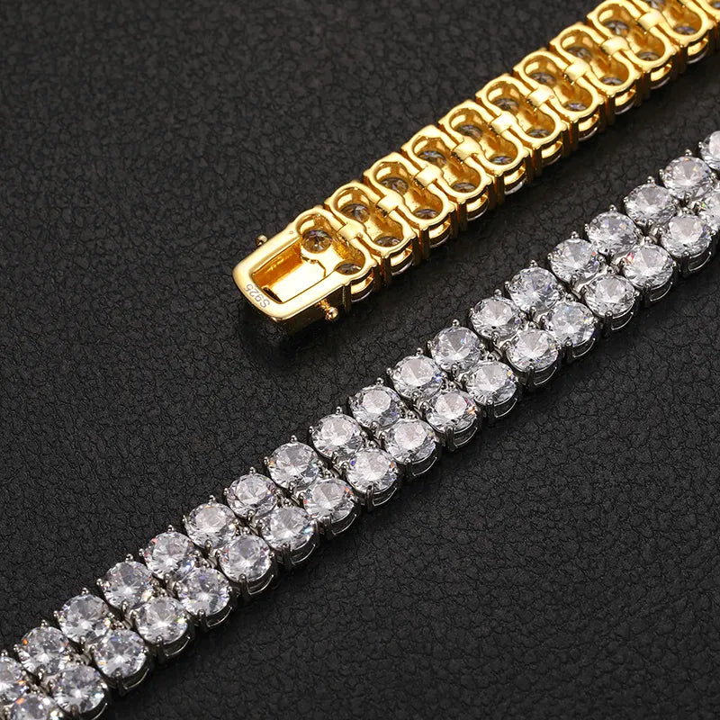 DOUBLE LAYERED CLASSIC MOISSANITE DIAMOND TENNIS BRACELET IN STERLING SILVER - IVORY & EBONY