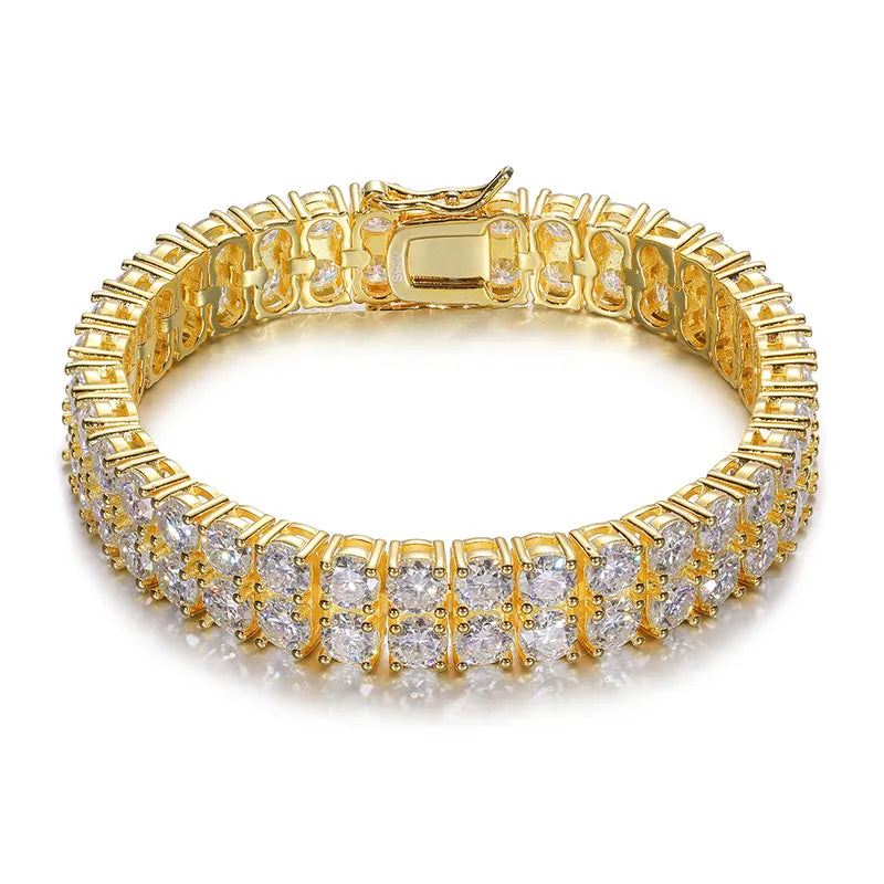 DOUBLE LAYERED CLASSIC MOISSANITE DIAMOND TENNIS BRACELET IN STERLING SILVER - IVORY & EBONY