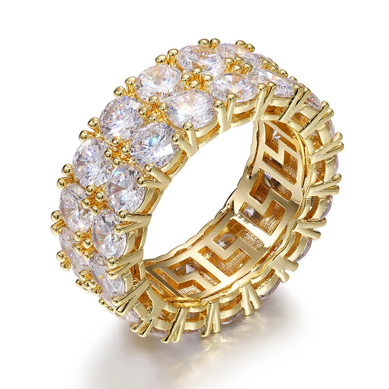 DOUBLE LAYER MOISSANITE DIAMOND ETERNITY RING IN STERLING SILVER - IVORY & EBONY