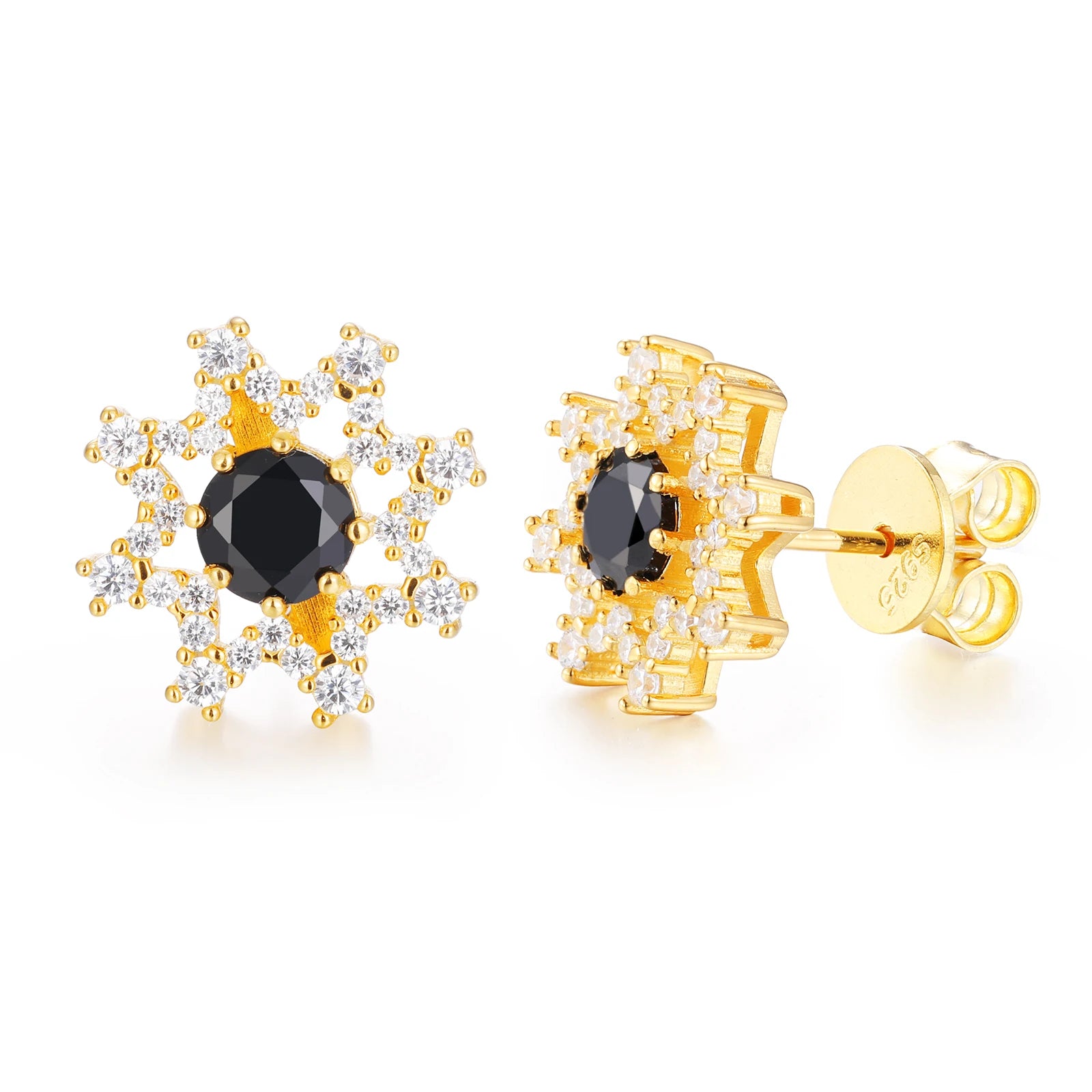 EIGHT POINTED STAR MOISSANITE STUD EARRINGS IN STERLING SILVER - IVORY & EBONY
