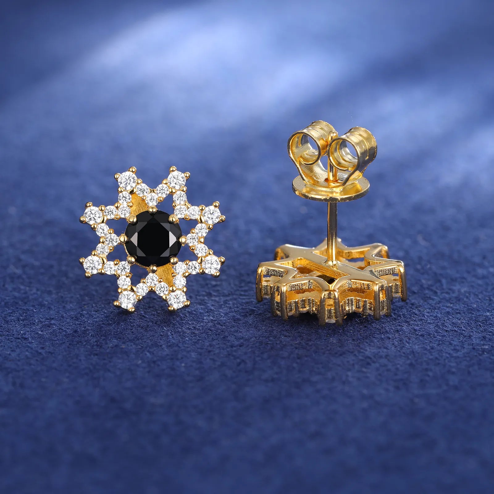 EIGHT POINTED STAR MOISSANITE STUD EARRINGS IN STERLING SILVER - IVORY & EBONY