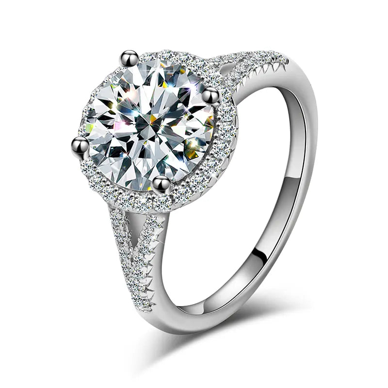 ETERNITY 3CT 9MM MOISSANITE RING ENGAGEMENT RING IN STERLING SILVER - IVORY & EBONY