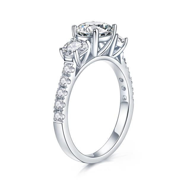 IE00247 6.5MM MOISSANITE DIAMOND ROUND ETERNITY BAND RING IN STERLING SILVER