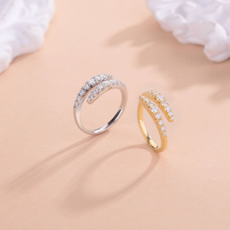IE00256 MOISSANITE DIAMOND PYTHON LOOP RING IN STERLING SILVER