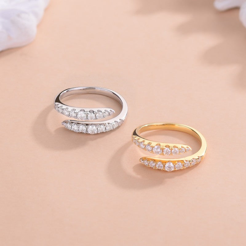 IE00256 MOISSANITE DIAMOND PYTHON LOOP RING IN STERLING SILVER