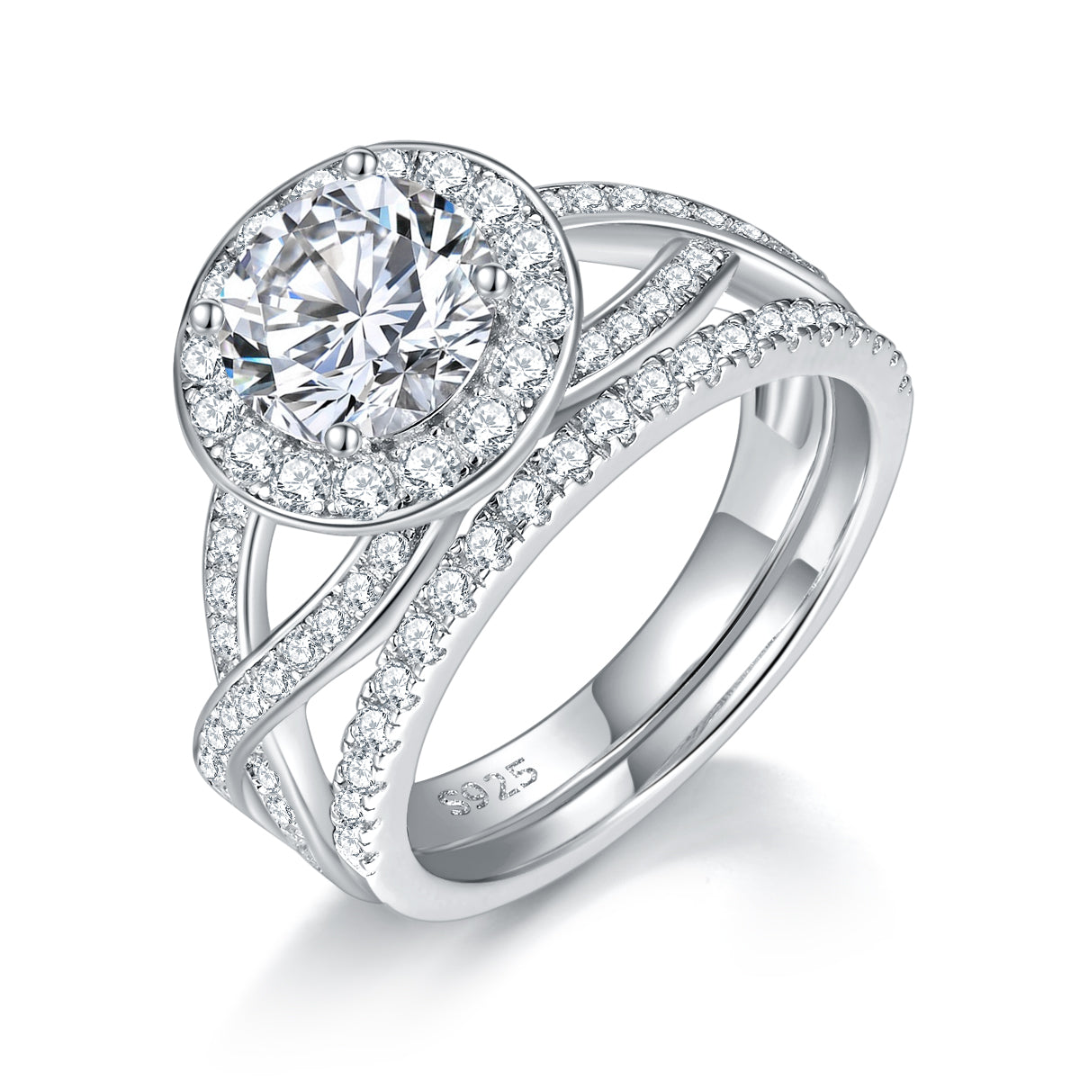 IE223 ROUND INFINITY MOISSANITE DIAMOND RING IN STERLING SILVER