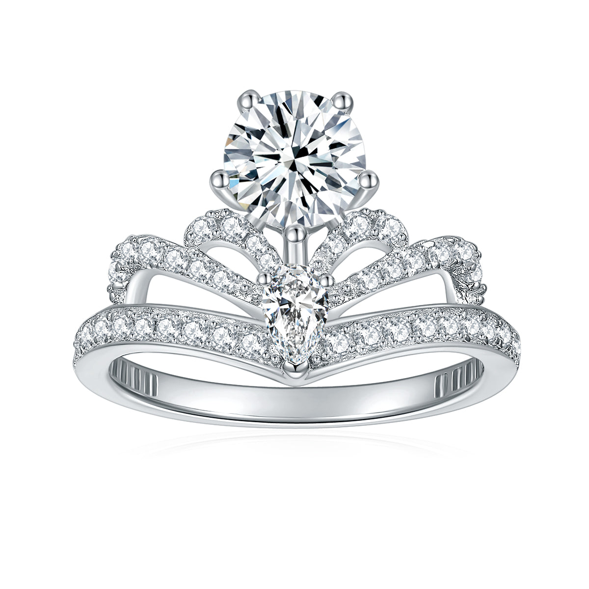 IE0146 CROWN 1CT MOISSANITE RING IN STERLING SILVER