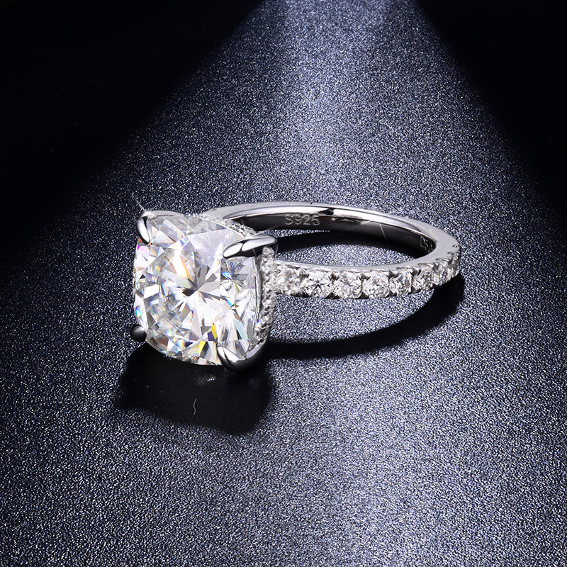 IE0311 CUSHION CUT MOISSANITE ENGAGEMENT RING IN STERLING SILVER