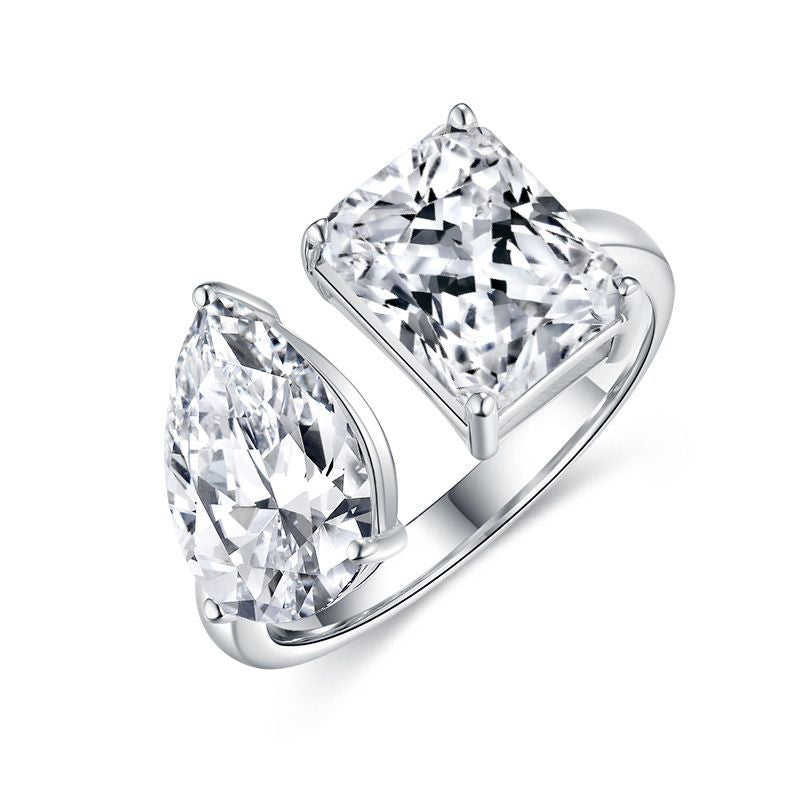 IE0317 TOI ET MOI MOISSANITE DIAMOND RING IN STERLING SILVER