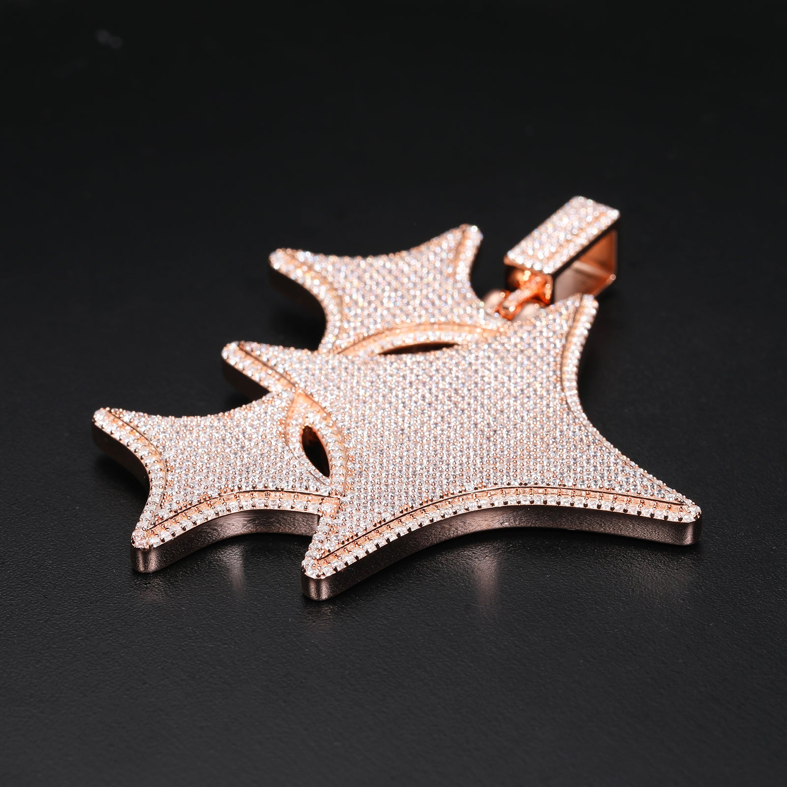 MICRO PAVED MOISSANITE DIAMOND STAR CLUSTER PENDANT IN STERLING SILVER - IVORY & EBONY