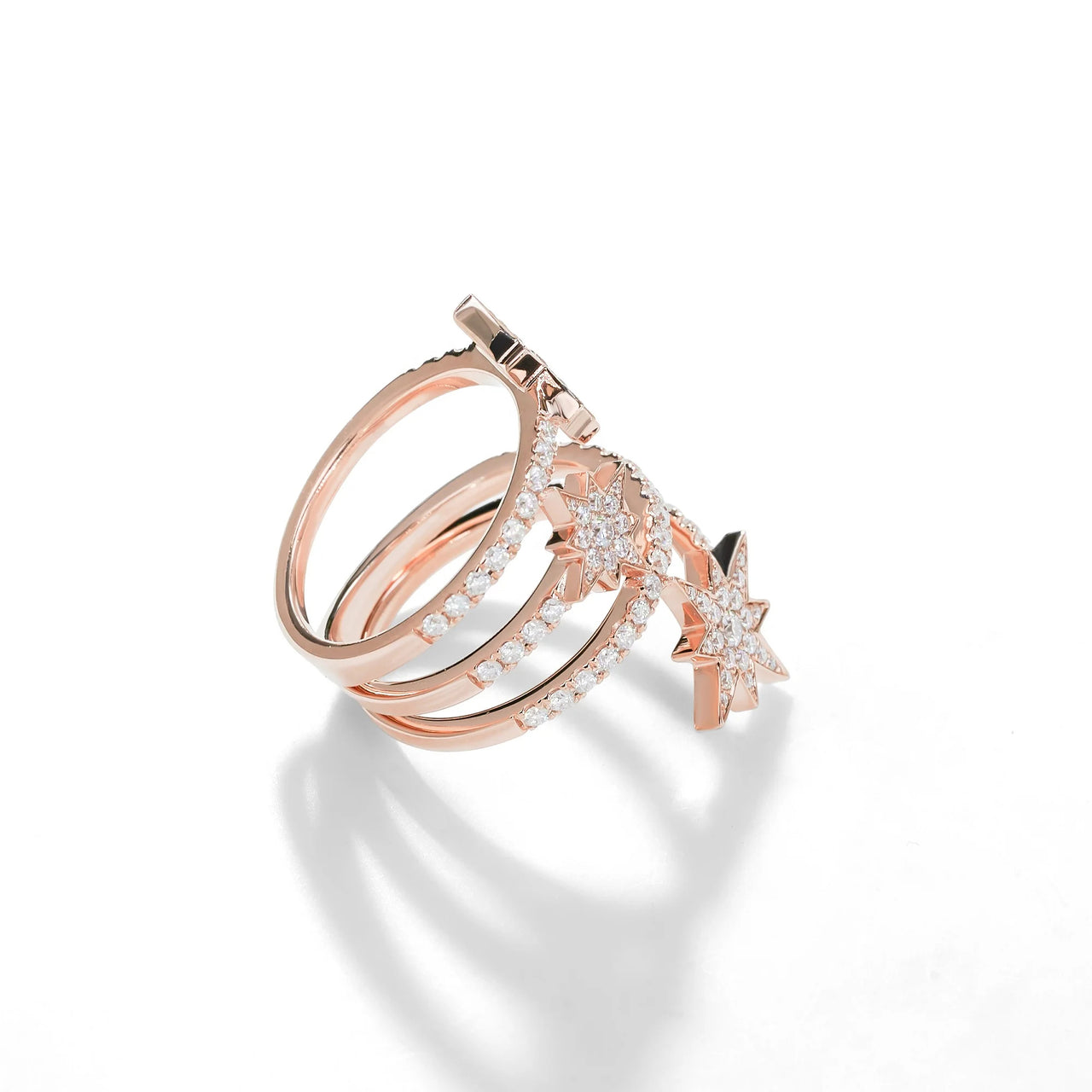 MOISSANITE CELESTIAL ORBIT RING IN SOLID GOLD