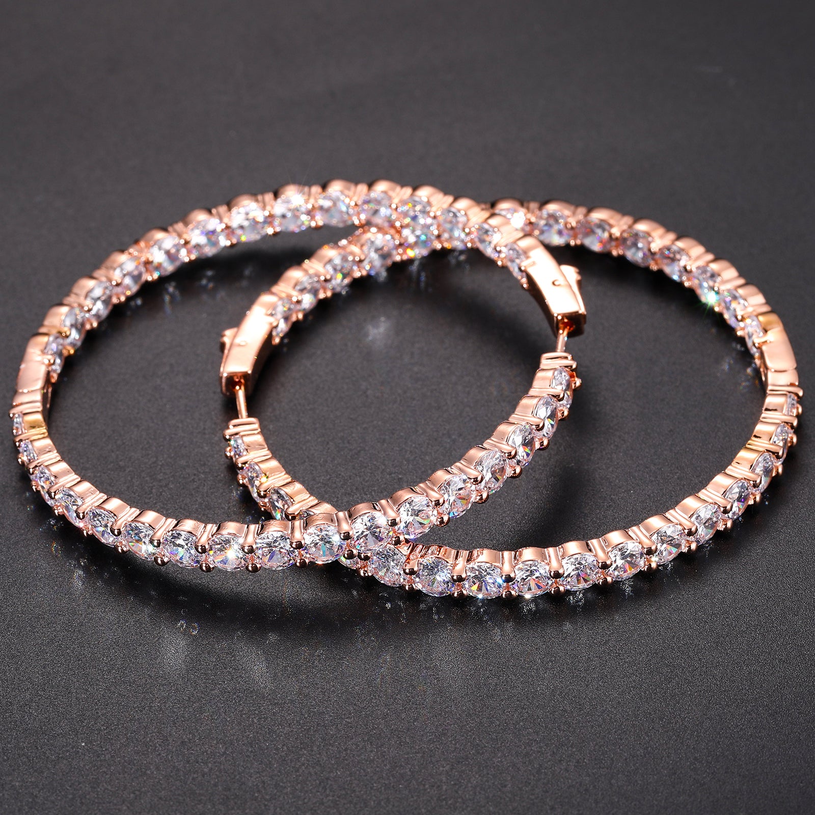 MOISSANITE DIAMOND 68MM BIG HOOP EARRINGS EARRINGS IN STERLING SILVER - IVORY & EBONY