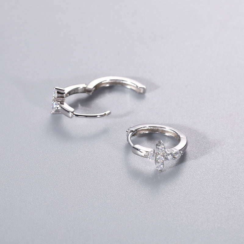 MOISSANITE DIAMOND CROSS HOOP EARRINGS IN STERLING SILVER - IVORY & EBONY