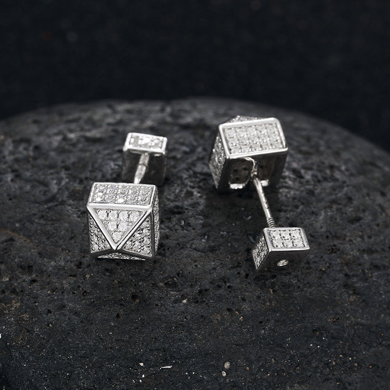 MOISSANITE DIAMOND PYRAMID EARRING IN STERLING SILVER