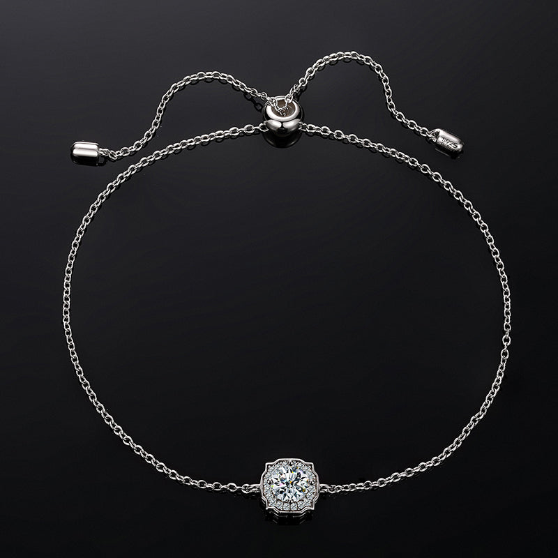 MOISSANITE DIAMOND ICED OUT CHARM BRACELET IN STERLING SILVER - IVORY & EBONY