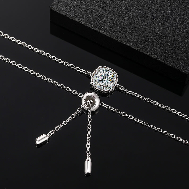 MOISSANITE DIAMOND ICED OUT CHARM BRACELET IN STERLING SILVER - IVORY & EBONY
