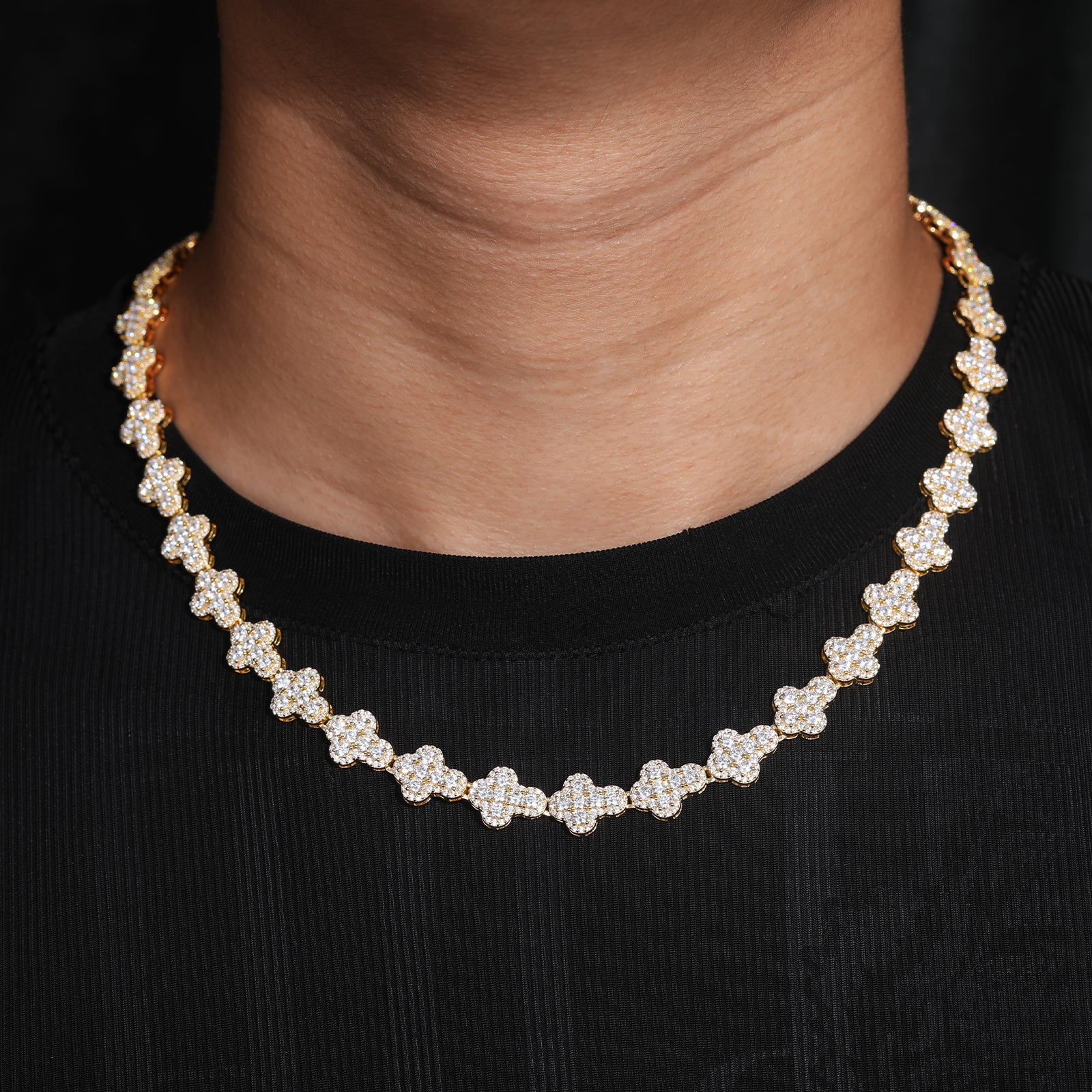 MOISSANITE DIAMOND CROSS LINK NECKLACE OR BRACELET IN STERLING SILVER - IVORY & EBONY