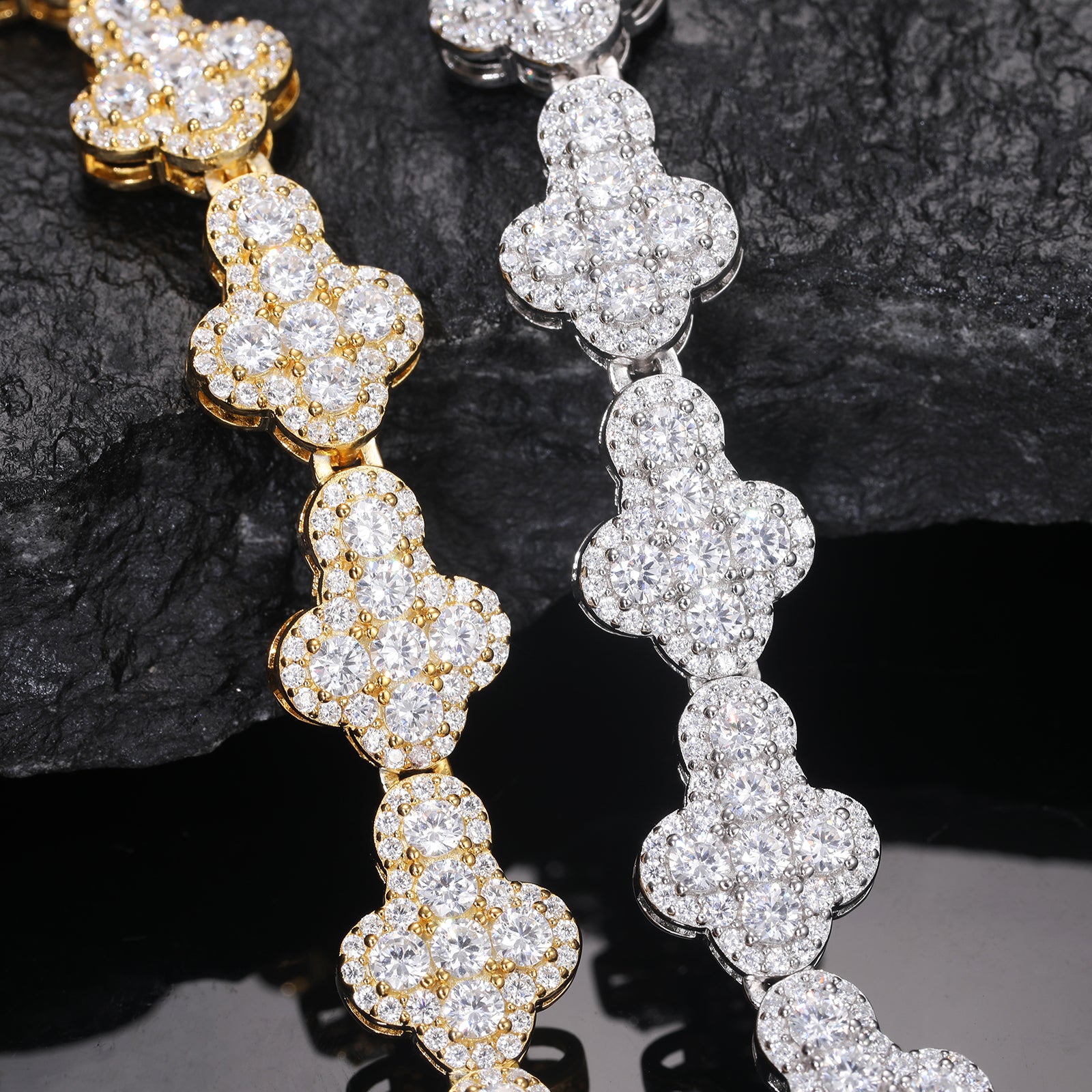 MOISSANITE DIAMOND CROSS LINK NECKLACE OR BRACELET IN STERLING SILVER - IVORY & EBONY