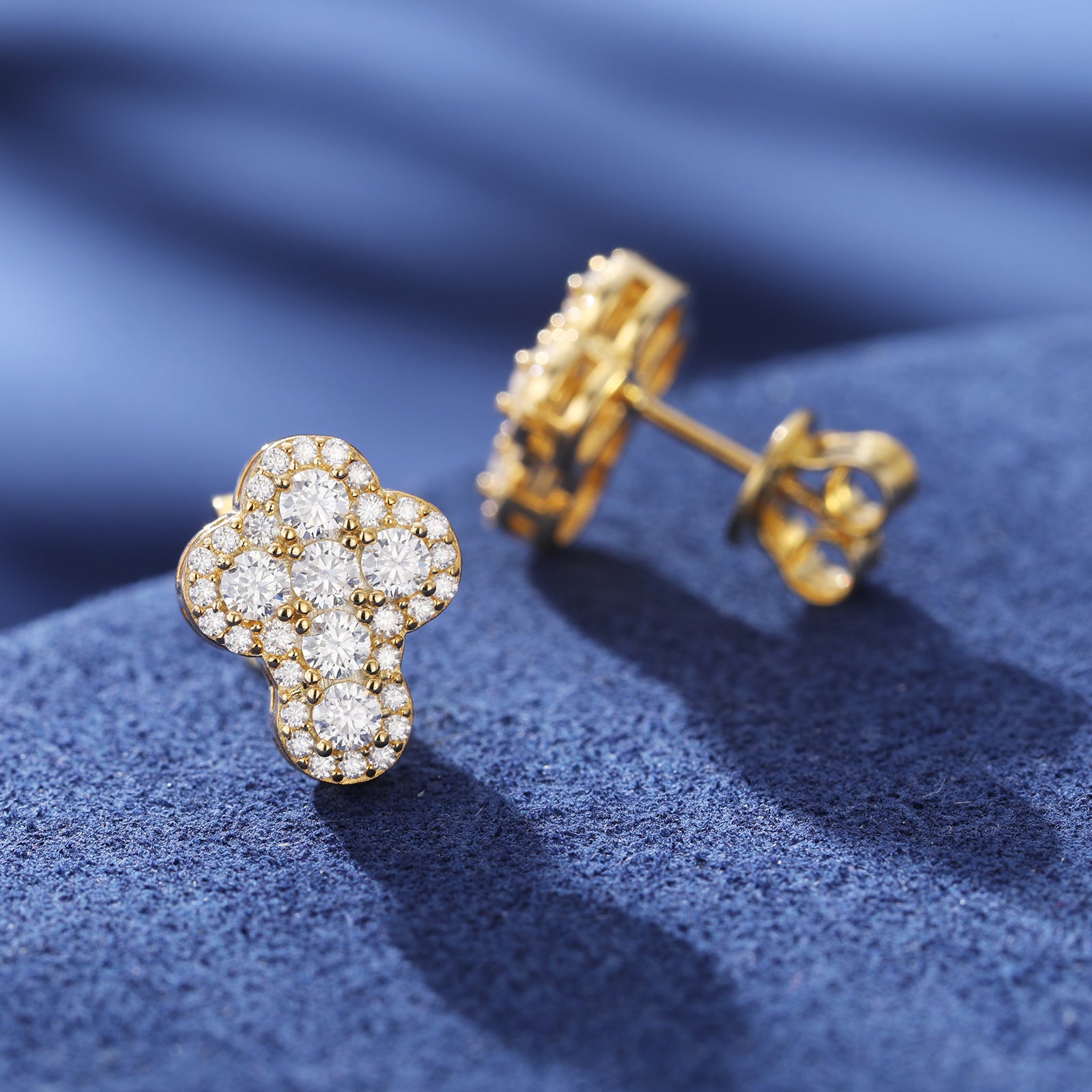 MOISSANITE DIAMOND ICED OUT CROSS STUD EARRINGS IN STERLING SILVER - IVORY & EBONY