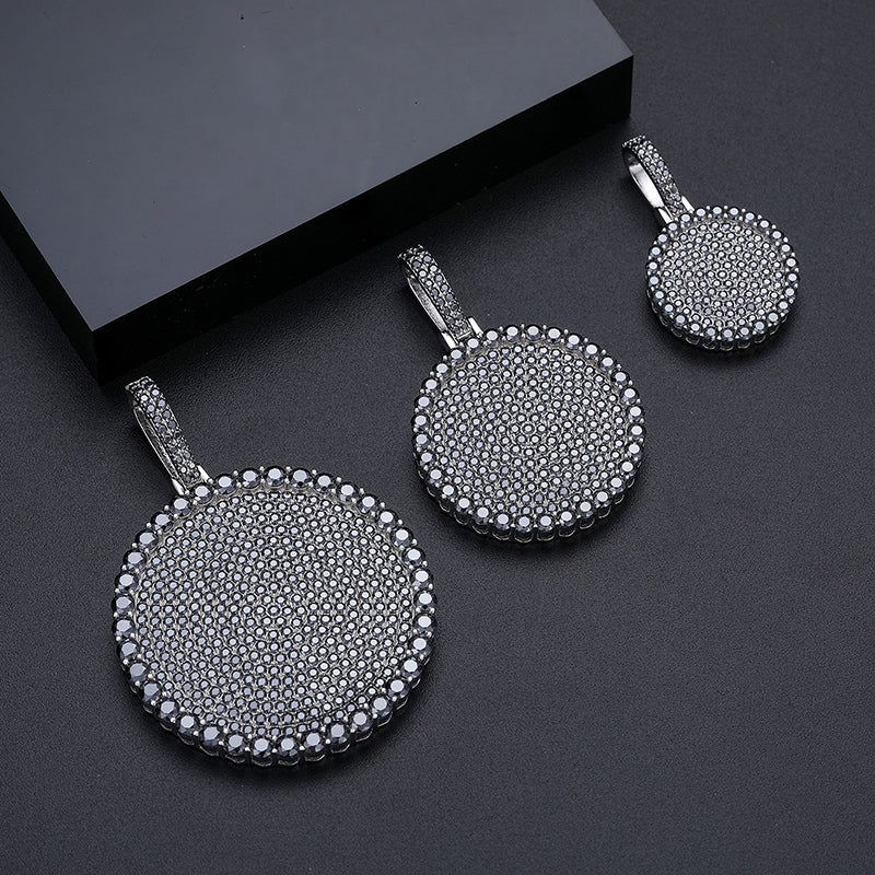 MOISSANITE DIAMOND DISC COIN TAG PENDANT IN STERLING SILVER - IVORY & EBONY
