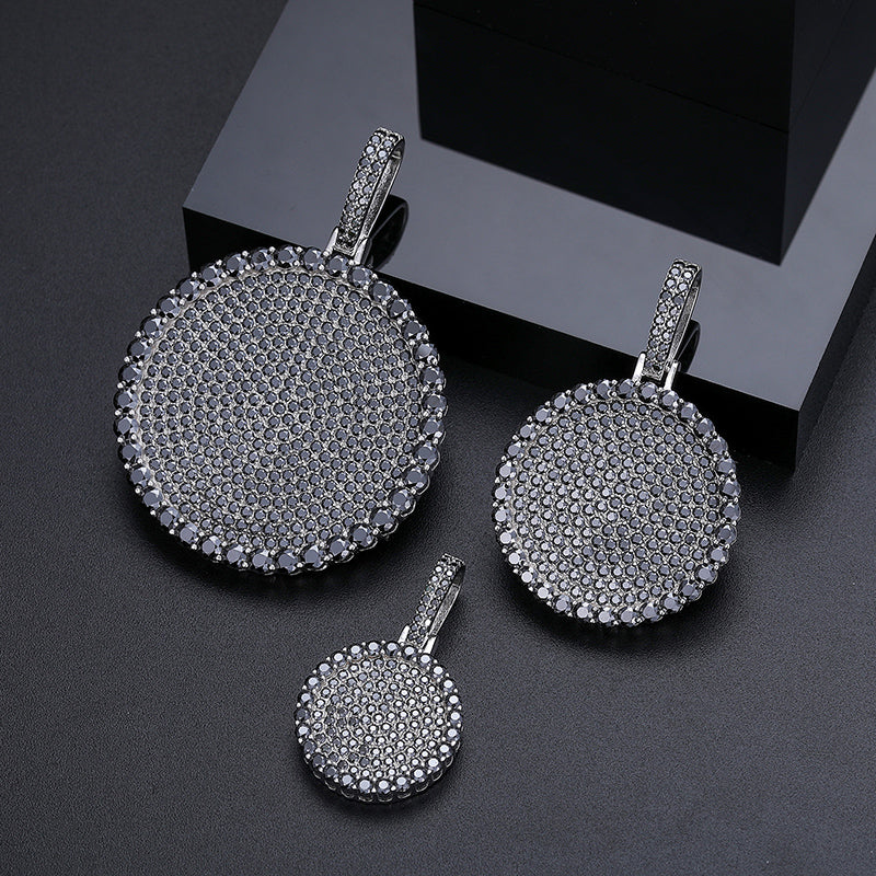 MOISSANITE DIAMOND DISC COIN TAG PENDANT IN STERLING SILVER - IVORY & EBONY