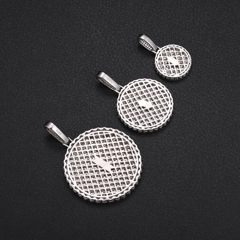 MOISSANITE DIAMOND DISC COIN TAG PENDANT IN STERLING SILVER - IVORY & EBONY