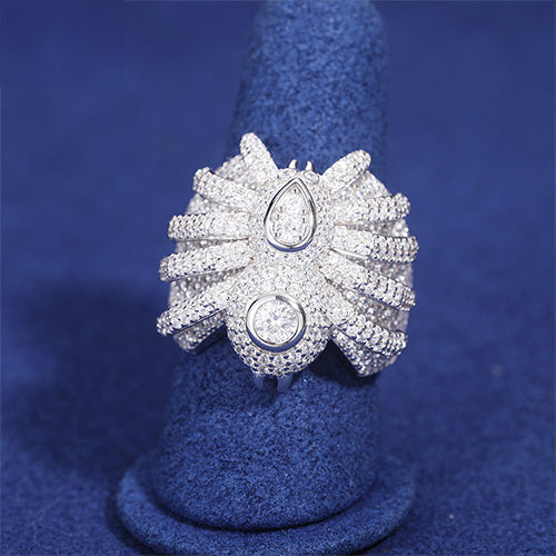 MOISSANITE DIAMOND ICED OUT SPIDER TARANTULA RING IN STERLING SILVER - IVORY & EBONY
