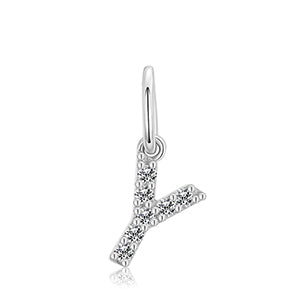MOISSANITE DIAMOND LETTER PENDANT NECKLACE IN STERLING SILVER - IVORY & EBONY