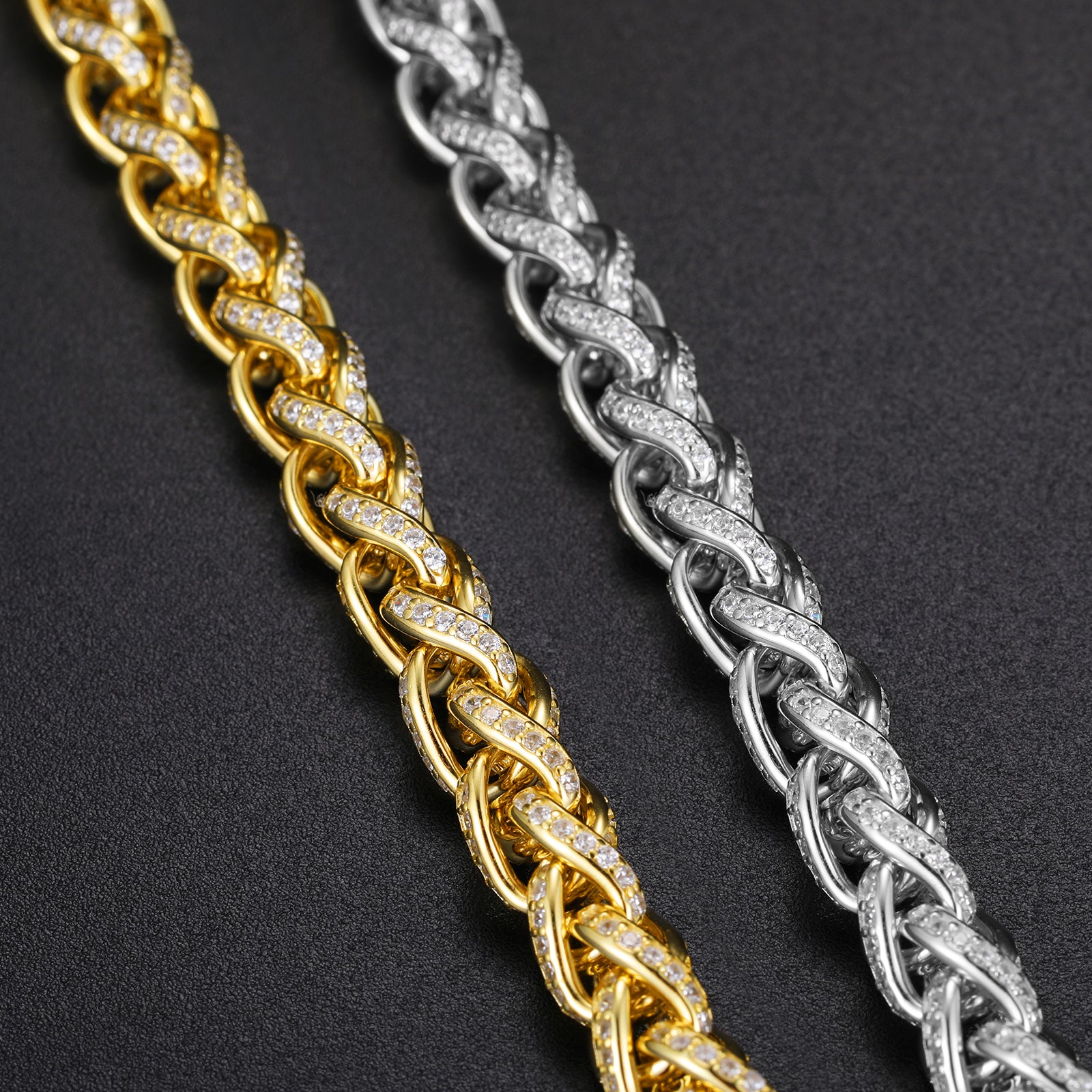 MOISSANITE DIAMOND TWISTED LINK CHAIN BRACELET IN STERLING SILVER - IVORY & EBONY