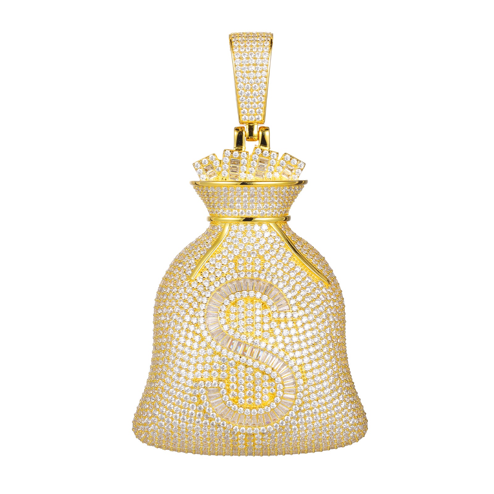 MOISSANITE MONEY BAG PENDANT IN STERLING SILVER {STYLE 3