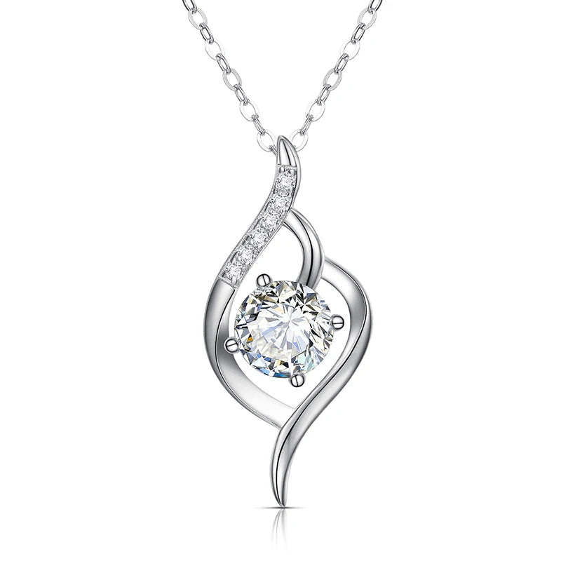 MOISSANITE DIAMOND 1ct PENDANT NECKLACE FOR WOMEN IN STERLING SILVER - IVORY & EBONY