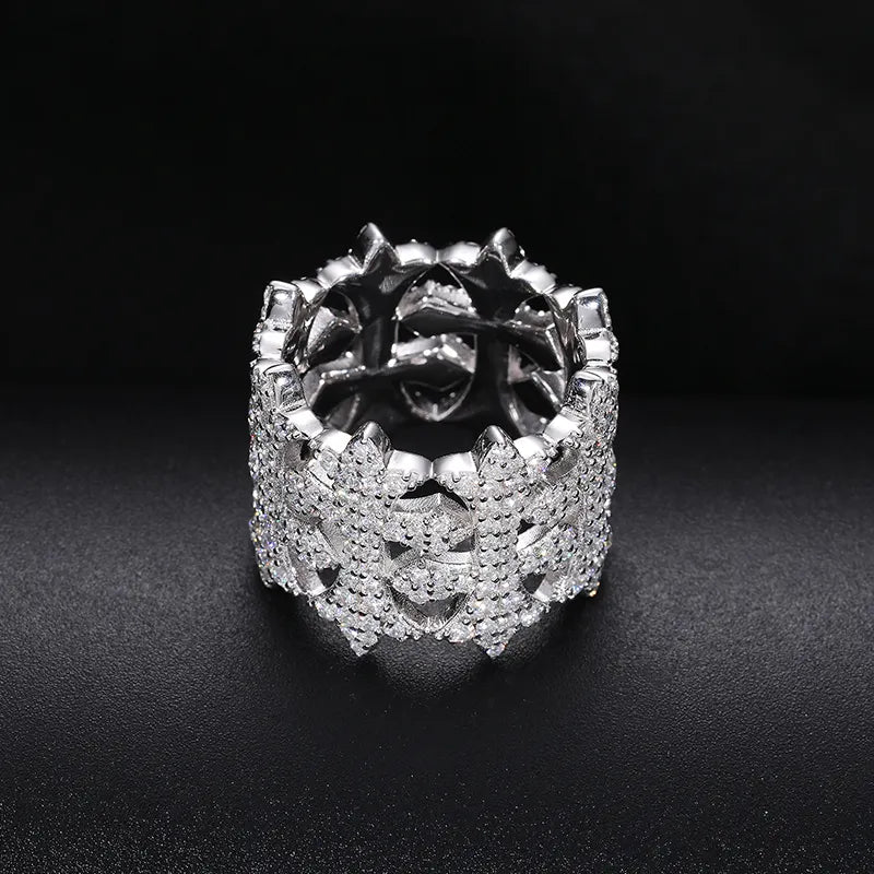 MOISSANITE DIAMOND CROSS RING IN STERLING SILVER - IVORY & EBONY