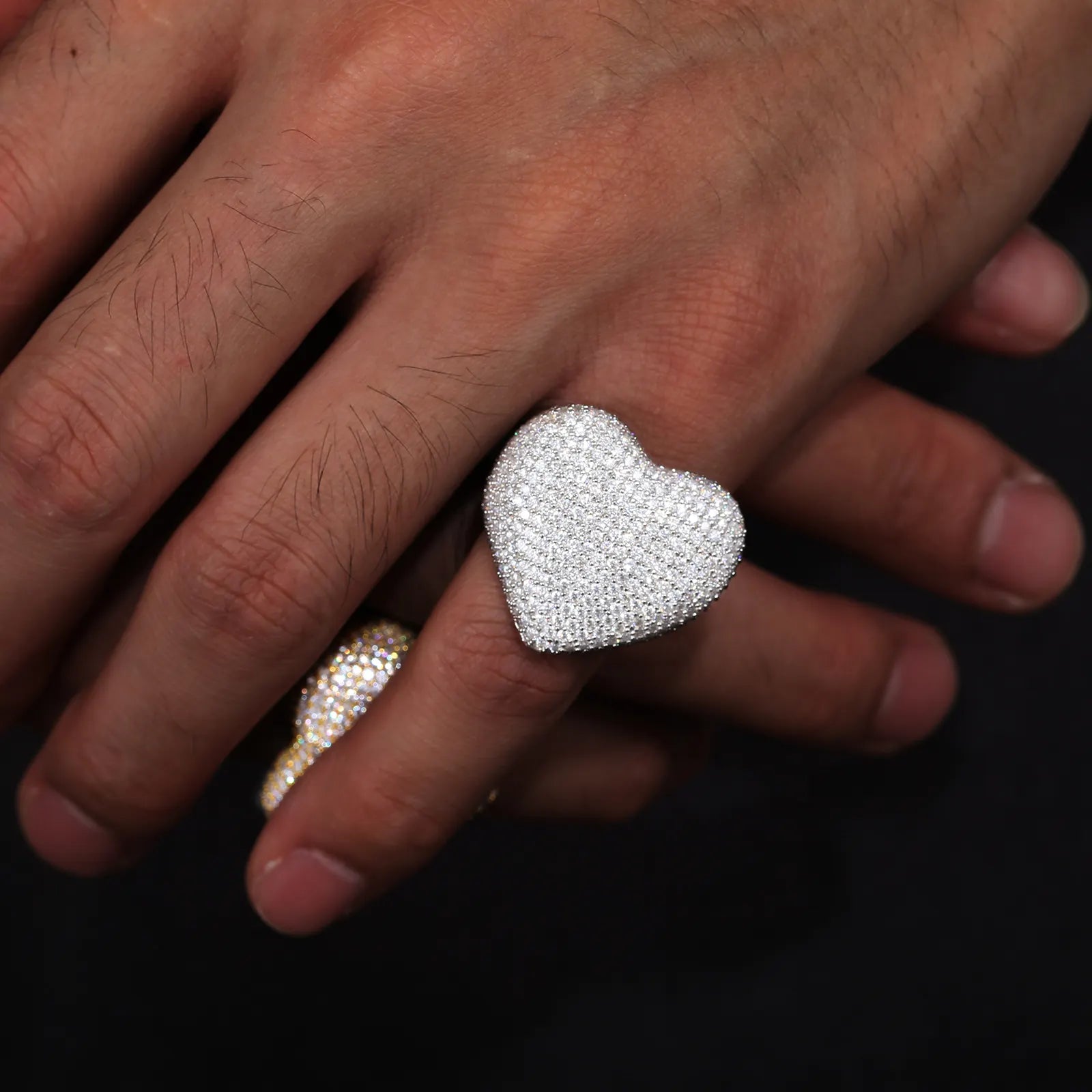 MOISSANITE DIAMOND HEART RING IN STERLING SILVER - IVORY & EBONY