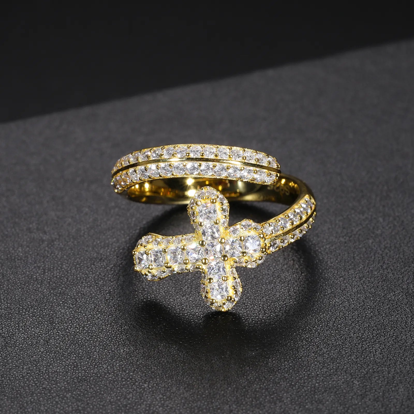 MOISSANITE DIAMOND SWORD CROSS RING IN STERLING SILVER - IVORY & EBONY