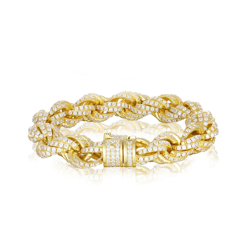 MOISSANITE DIAMOND TWISTED ROPE CHAIN BRACELET IN STERLING SILVER - IVORY & EBONY