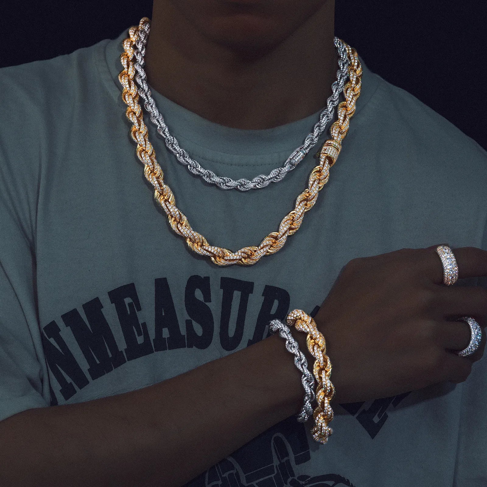 MOISSANITE DIAMOND TWISTED ROPE CHAIN BRACELET IN STERLING SILVER - IVORY & EBONY