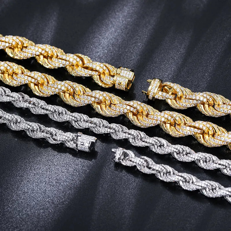 MOISSANITE DIAMOND TWISTED ROPE CHAIN NECKLACE IN STERLING SILVER - IVORY & EBONY