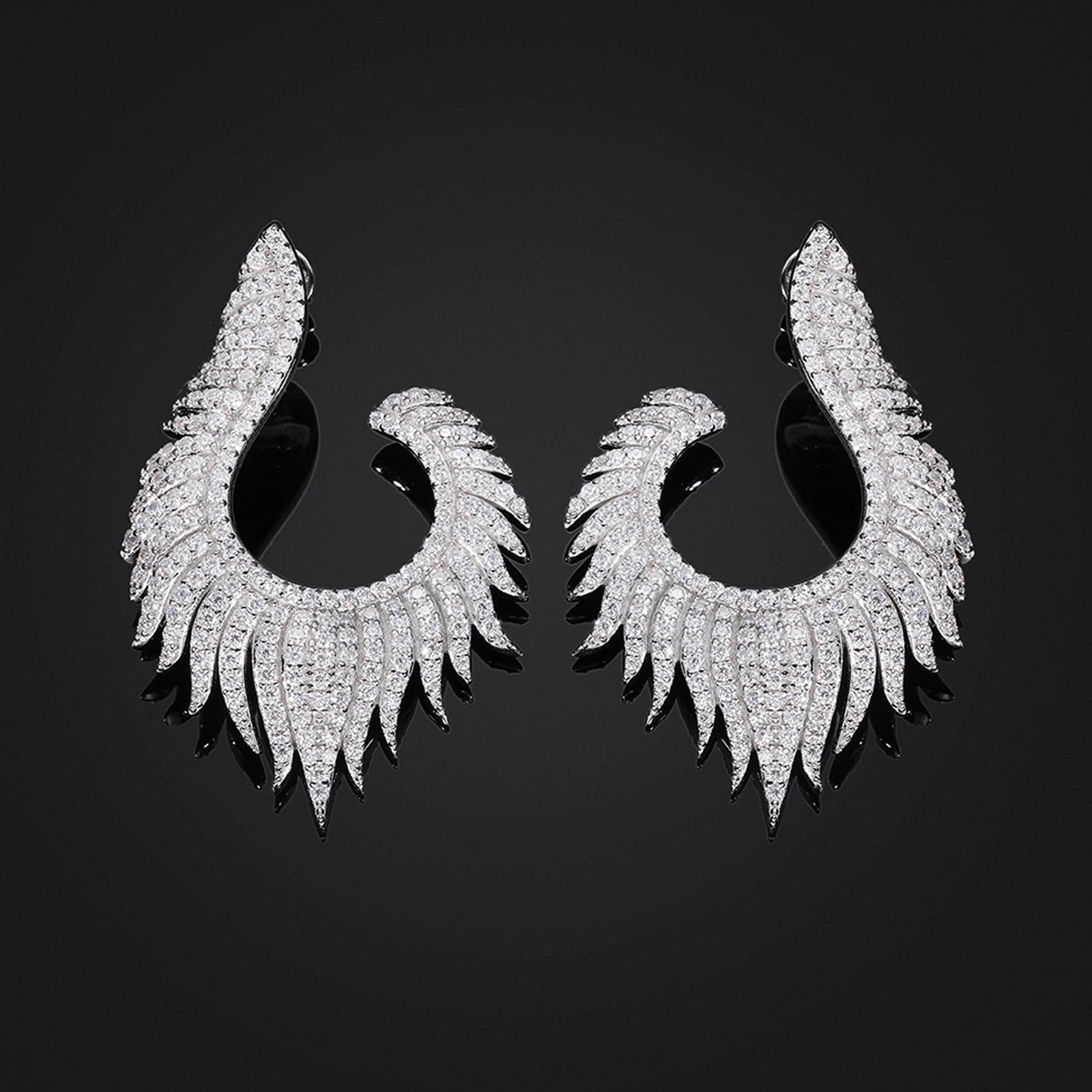 MOISSANITE DIAMOND WING EARRINGS IN STERLING SILVER - IVORY & EBONY