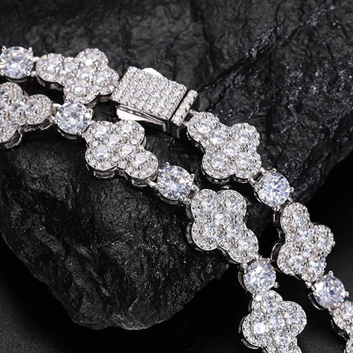 MOISSANITE GEMSTONE CROSS CHAIN NECKLACE IN STERLING SILVER - IVORY & EBONY
